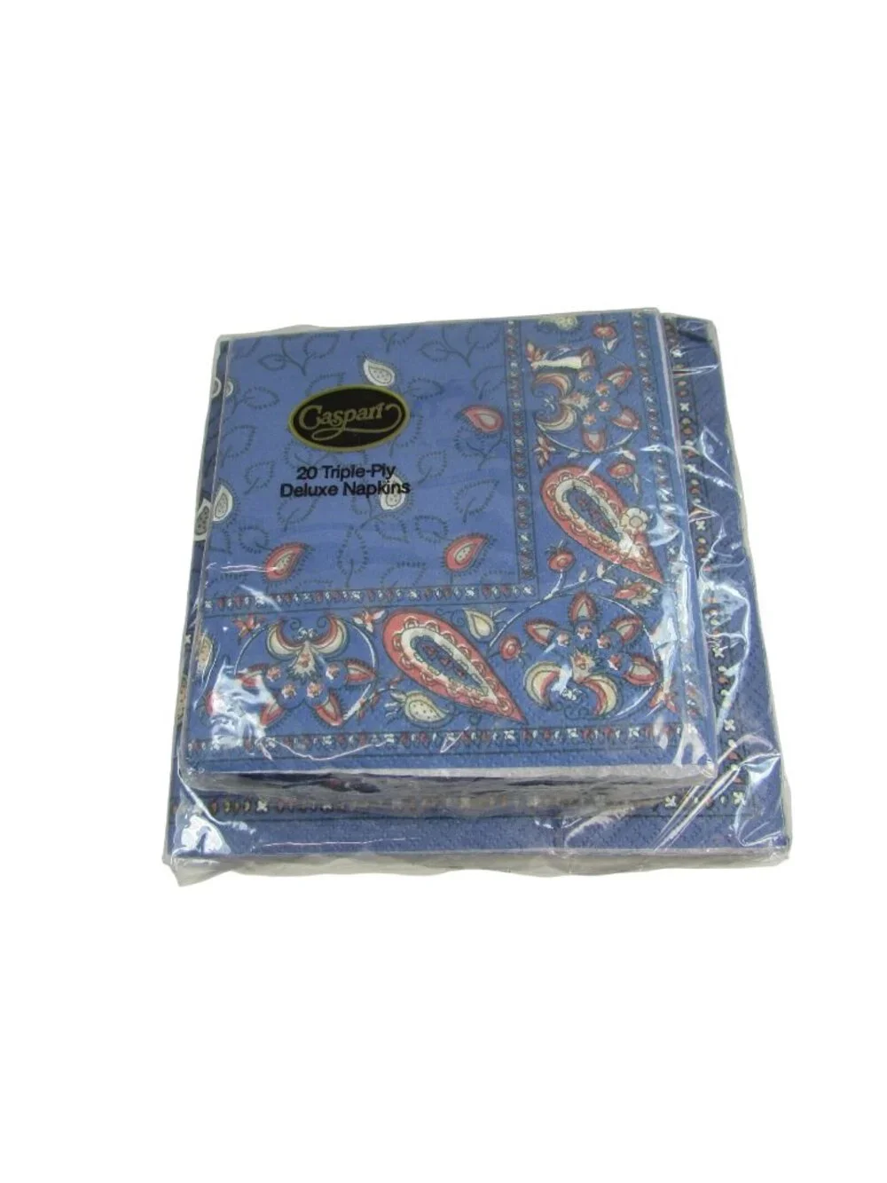Vintage Caspari Paper Cocktail Napkins Blue Paisley 34273